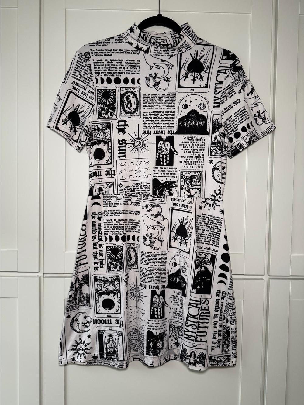 NWOT Tarot Card Whimsical Mock Neck Graphic Mini Skater Dress Gothic Fairy
